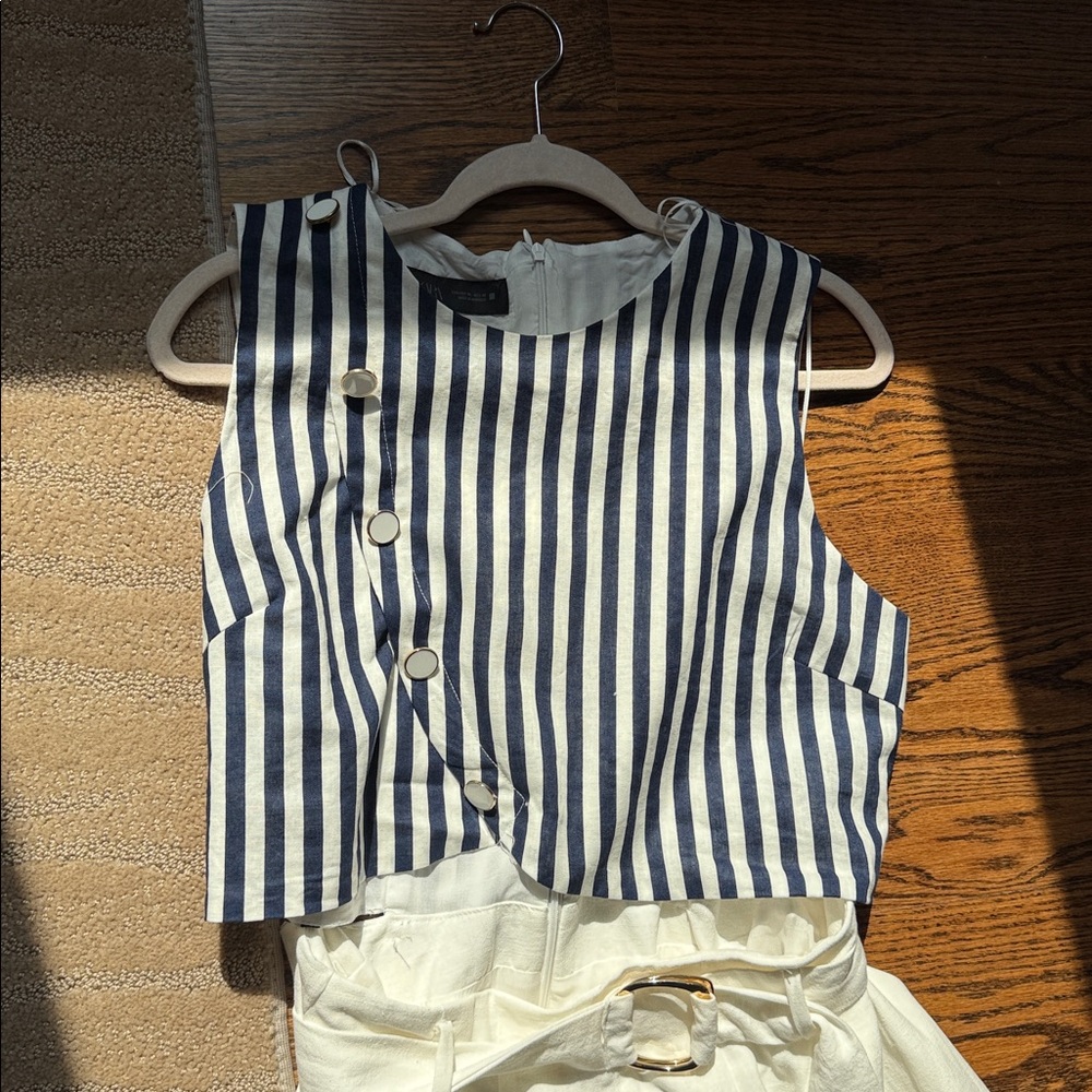 Zara Belted Linen Blend Waist Cut Out Dress - Picture 8 of 17